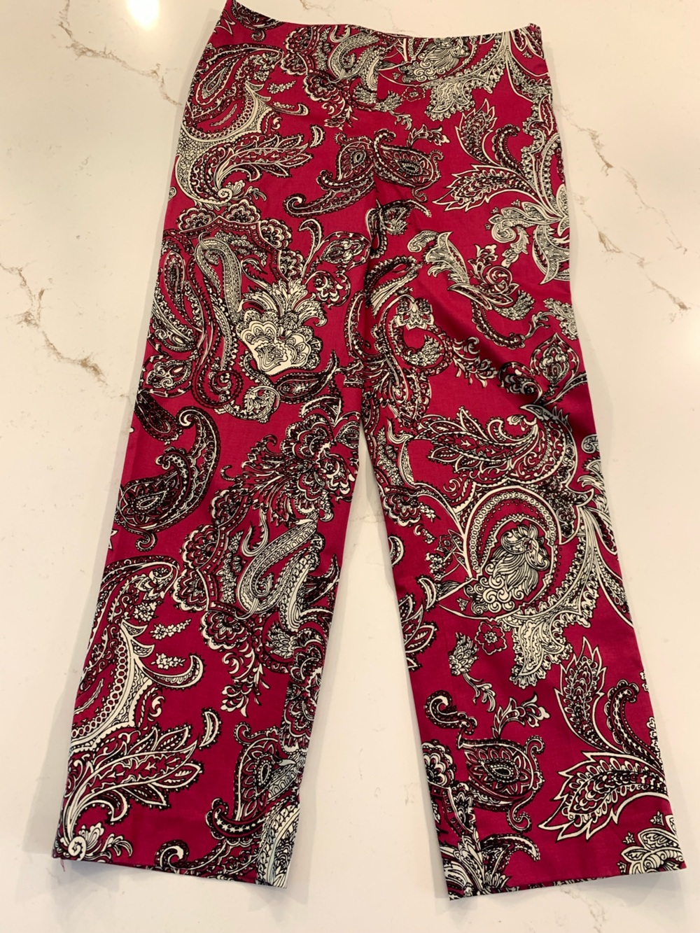Talbots Classic Slim Pants Magenta Paisley Print Pants Womens Size 6P